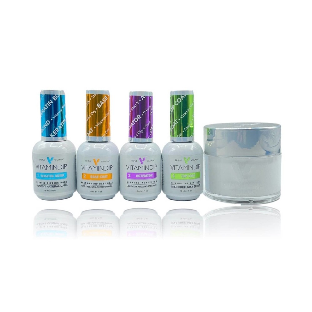 NEW Triple Vitamin Dip Liquid Set 4 bottles + Super french white Dipping Powder
